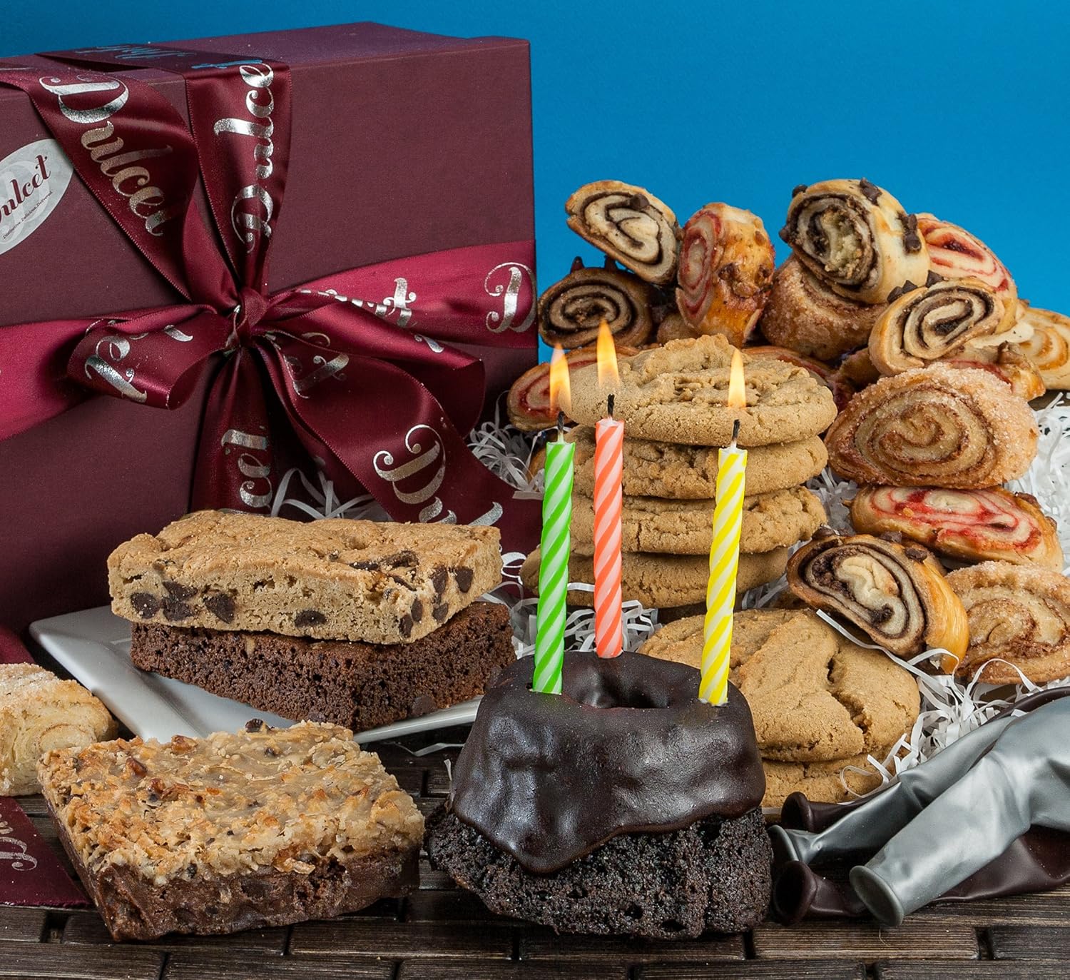 Dulcet Gift Baskets Happy Birthday Fresh Cake Collection with Candles for Men-Women-kids-Family-college student-Friends Dad-Mom, with Prime Delivery