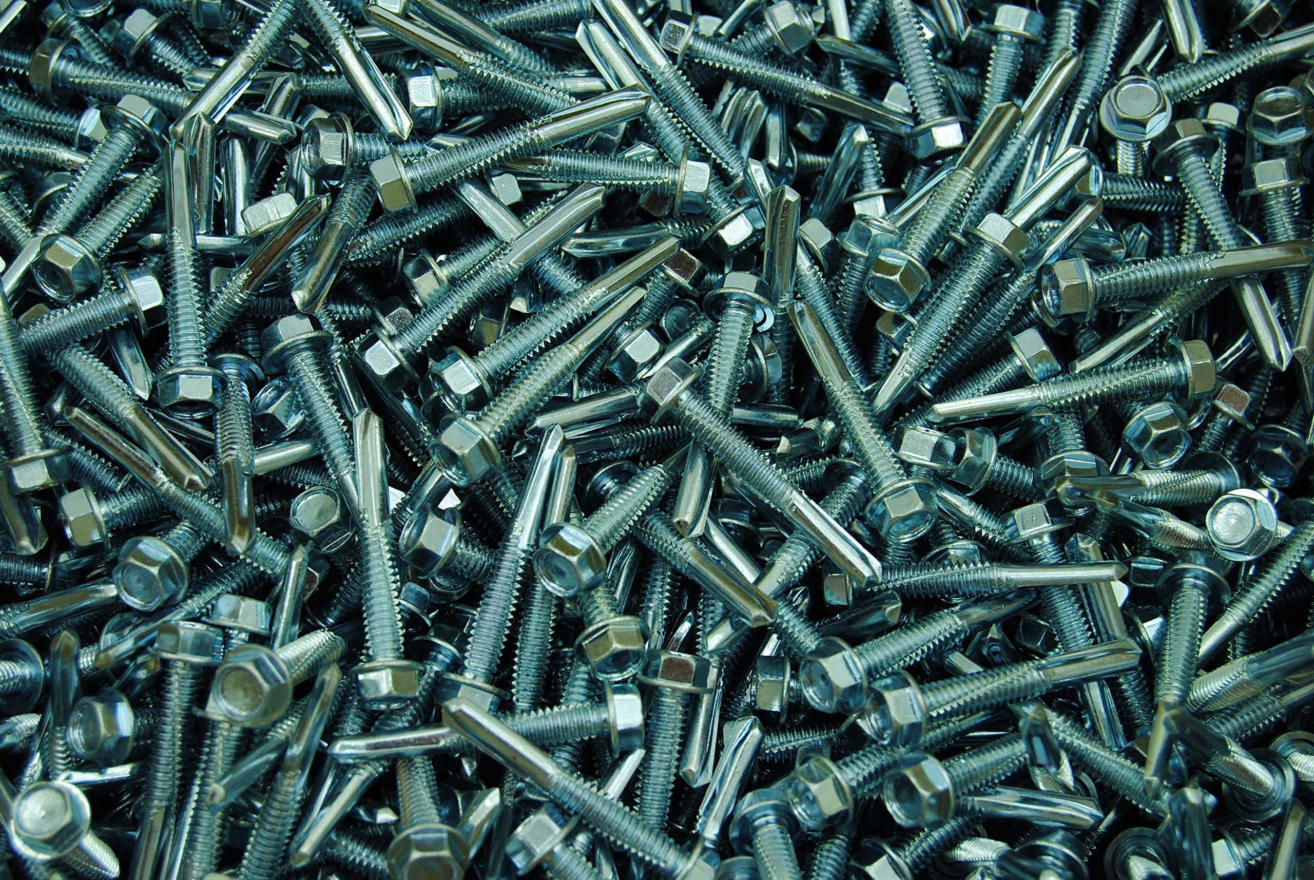 (2,000) TEK 5 Hex Washer Head 12-24 x 1-1/2 Self-Drilling HD Steel Screw Bulk