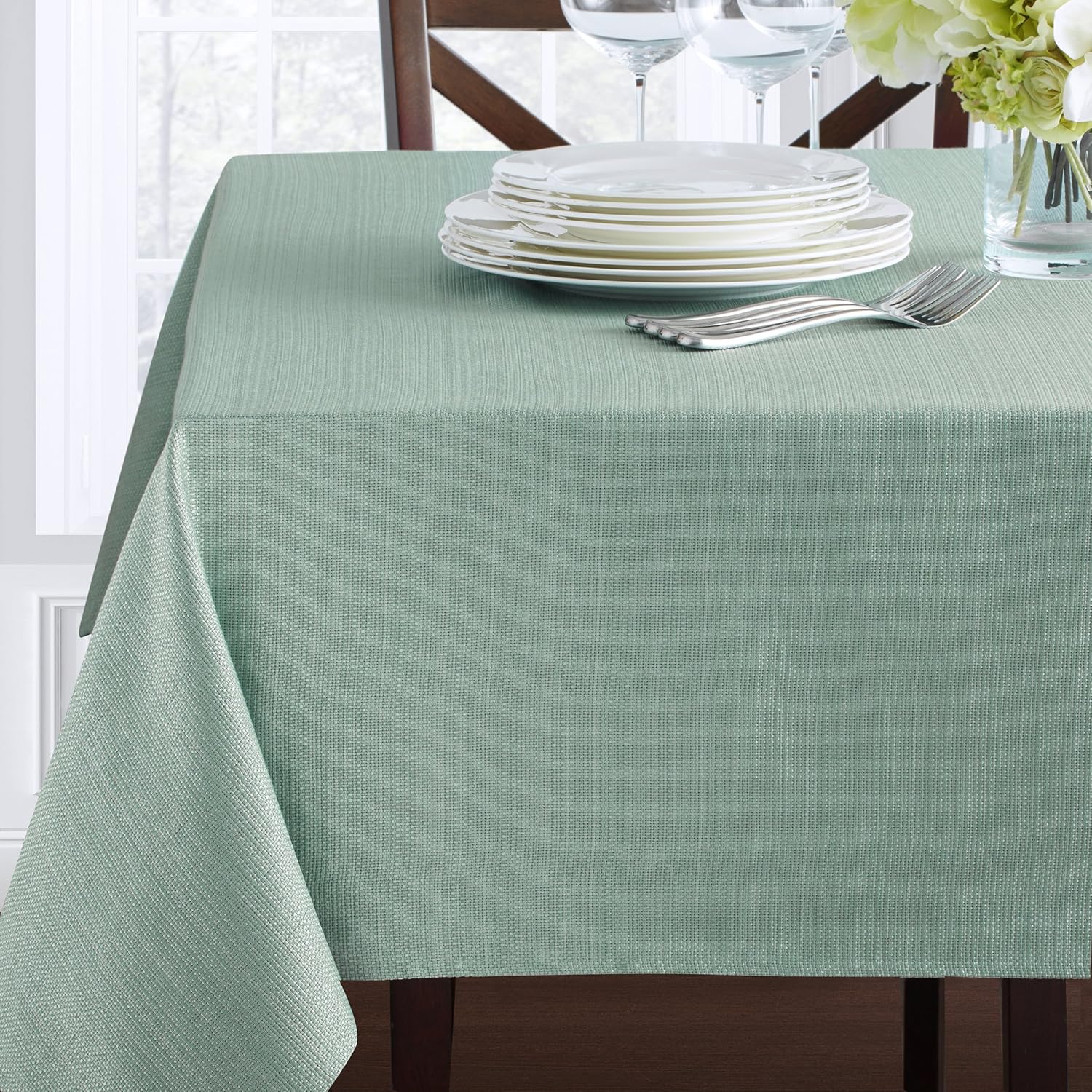 Benson Mills Textured Fabric Tablecloth (60" x 104" Rectangular, Topaz)