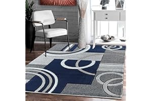GLORY RUGS Area Rug Modern Soft Hand Carved Contemporary Floor Carpet with Premium Fluffy Texture for Indoor Living Dining Room and Bedroom Area (5x7, Navy)