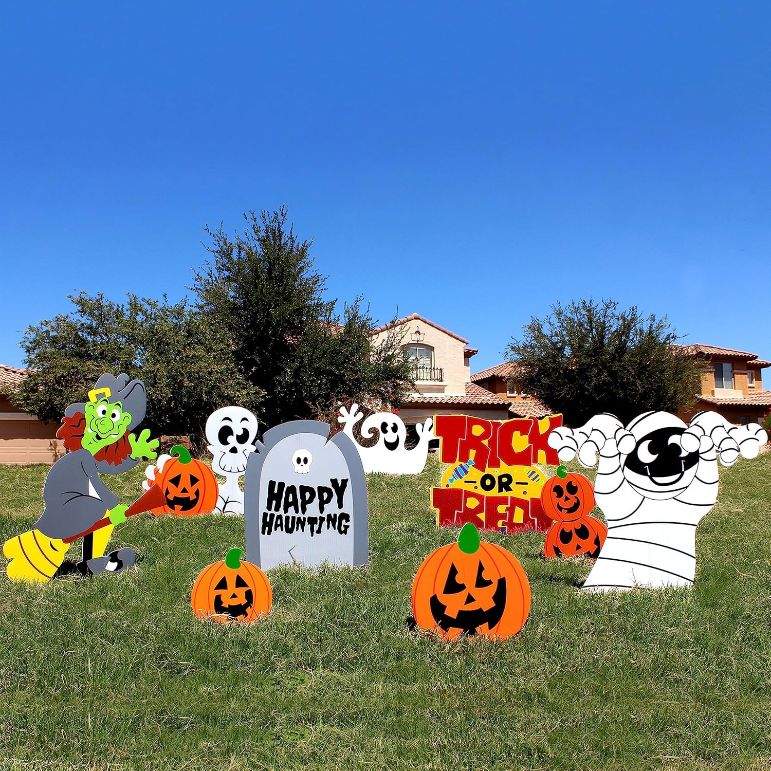 Yard Signs - JOYIN 9 Pcs Halloween Outdoor Decorations, Corrugate Yard Stake Signs for Lawn Yard Prop Decorations, Trick-or-Treating, Outdoor/Indoor Décor
