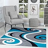 GLORY RUGS Modern Area Rug 5x7 Turquoise Swirls Carpet Bedroom Living Room Contemporary Dining Accent Sevilla Collection 4817 (5x7, Turkaz)