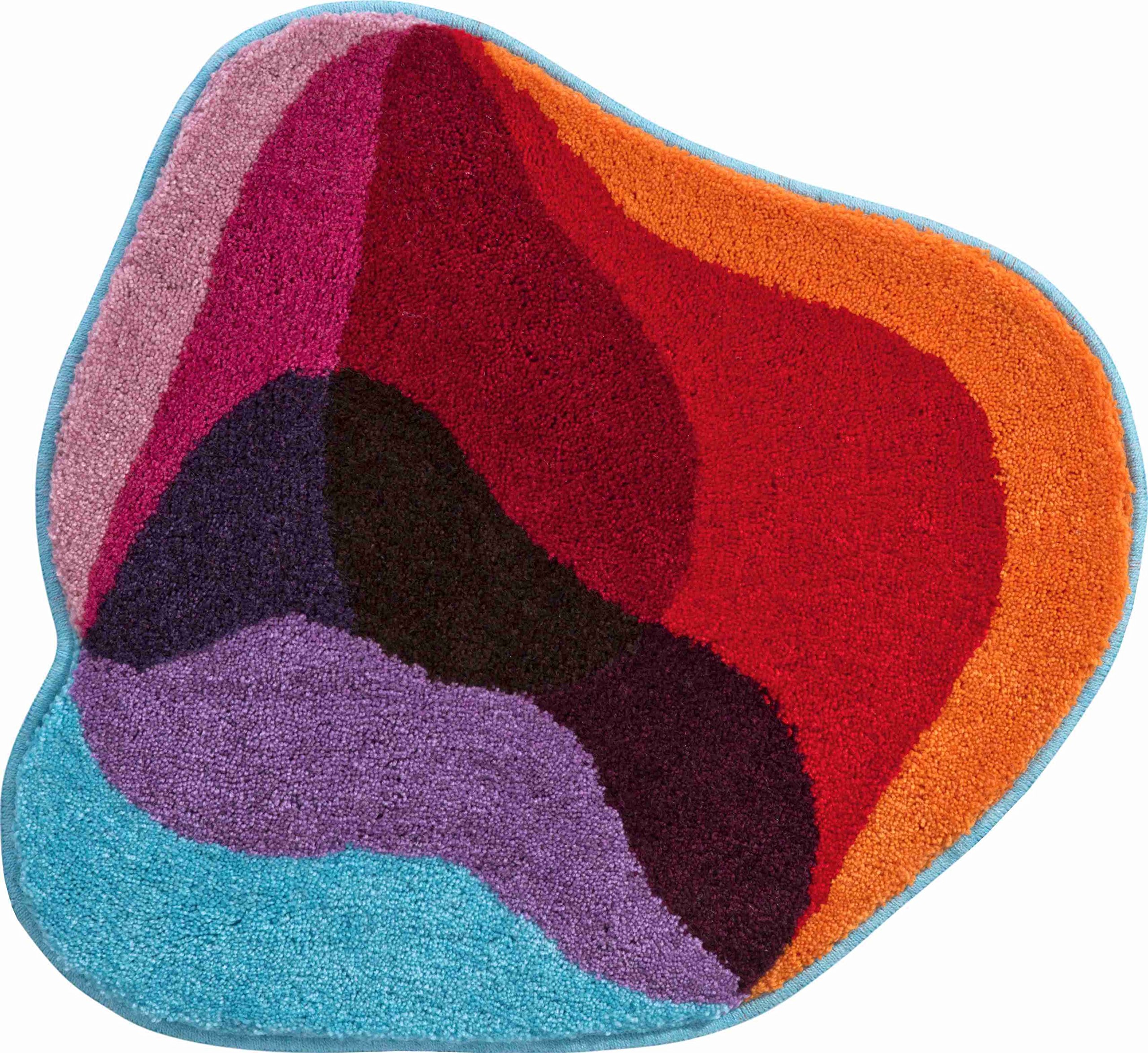 Grund Exclusive Designer Bath Mat KARIM RASHID, Ultra Soft and Absorbent, Anti Slip, 5 Years Warranty, KARIM 21, Small Mat 60x60 cm, red-blue