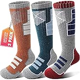Anlisim Kids Merino Wool Ski Socks 3 Pairs Girls Boys Thermal Winter Warm Thick Breathable Socks for Skiing Snowboarding