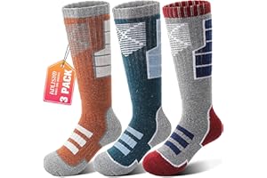Anlisim Kids Merino Wool Ski Socks for Girls Boys Teen Thermal Winter Warm Thick Hiking Knee High Socks Stocking Stuffers for