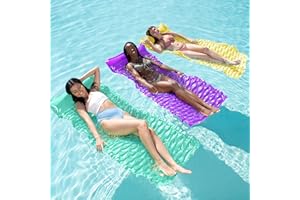 Sloosh 3 Pack Inflatable Pool Mat Swimming Pool Mattress Float Lounge with Headrest, Pool Float Air Mat for Adults 64x32 inch