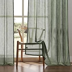 Joydeco Olive Green Linen Curtains for Living Room