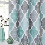 Beauoop Teal Grey Blackout Curtains 72 Inch 2 Panels Geometric Lattice Moroccan view 2