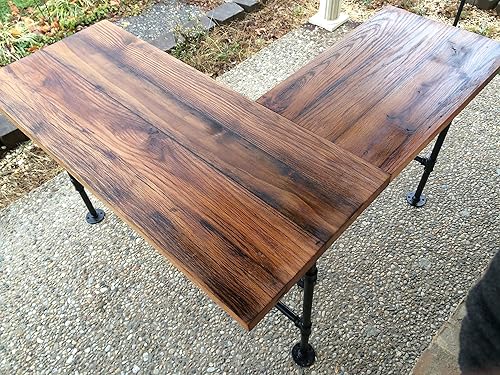 Amazon Com Rustic Reclaimed Barn Wood L Desk Table Solid Oak W
