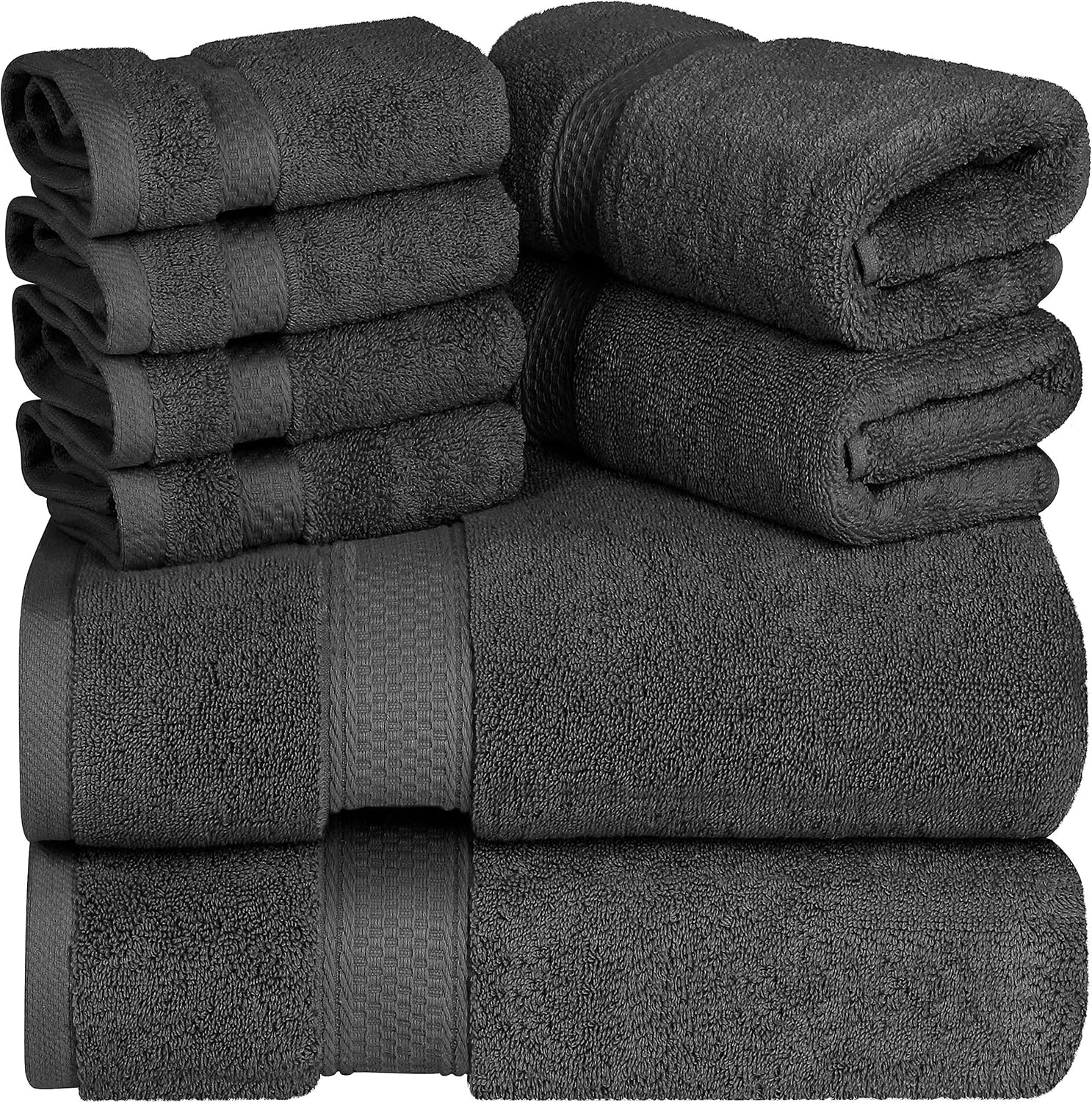 Utopia Towels - Premium Towel Set, Grey - 2 Bath Towels, 2 Hand Towels, and 4 Washcloths - 700 GSM 100% Premium Ring Spun Cotton Highly Absorbent Towels for Bathroom, Shower Towel, (8 Pieces): Home & Kitchen