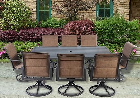 Amazon Com Pebble Lane Living 9pc Aluminum Swivel Sling Patio