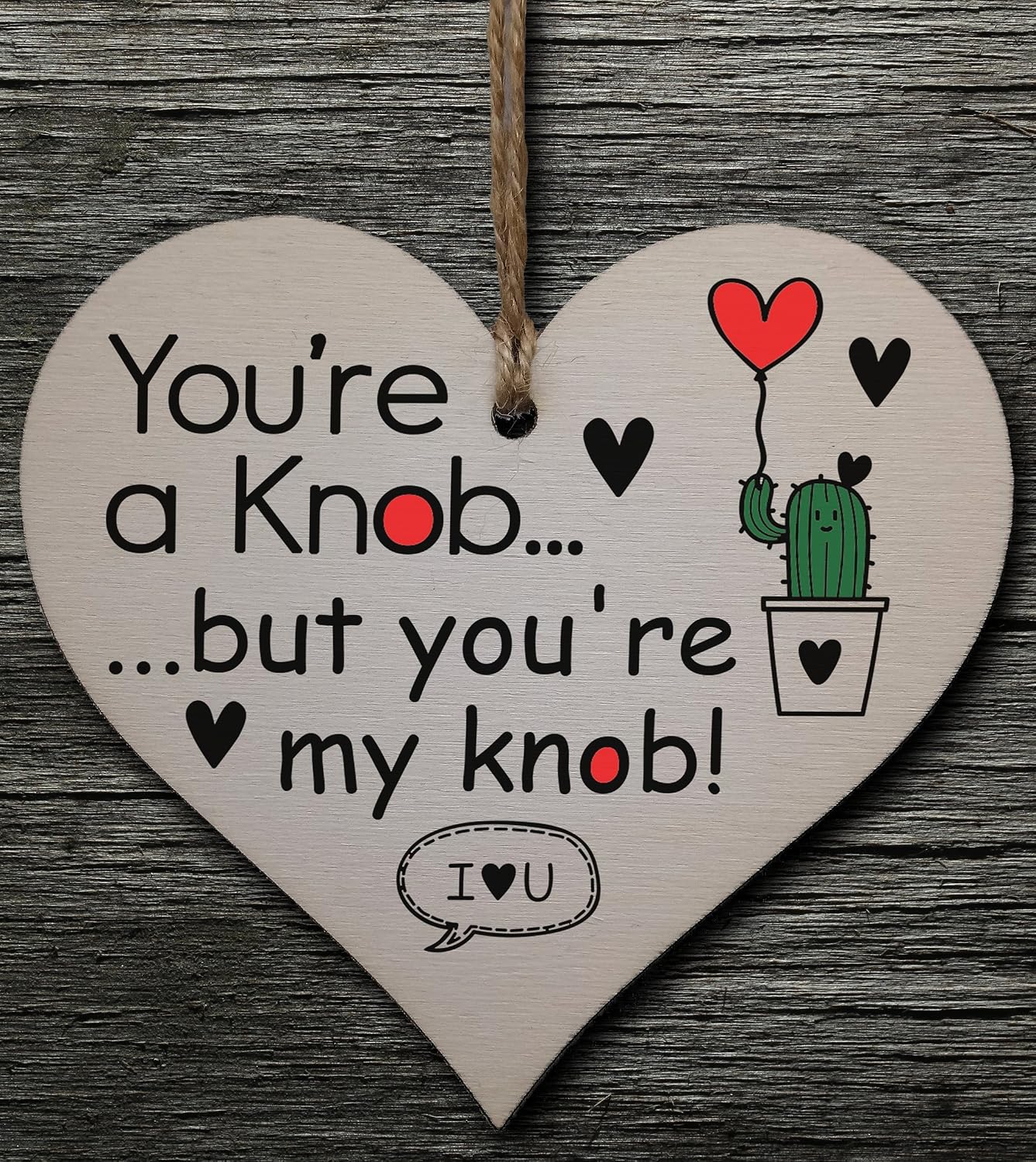 Handmade Wooden Hanging Heart Plaque Gift perfect for your Boyfriend or Girlfriend Funny Romantic Keepsake - Image 3