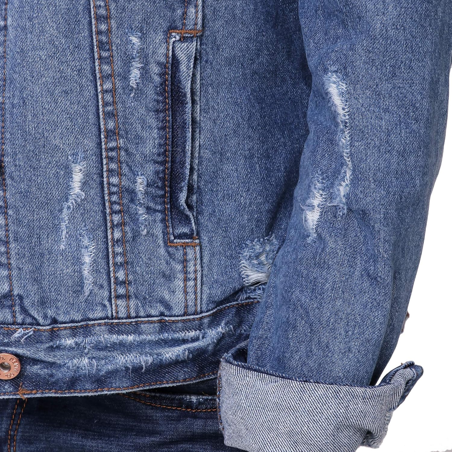 cali republic women's trendy slim fit distressed denim jacket