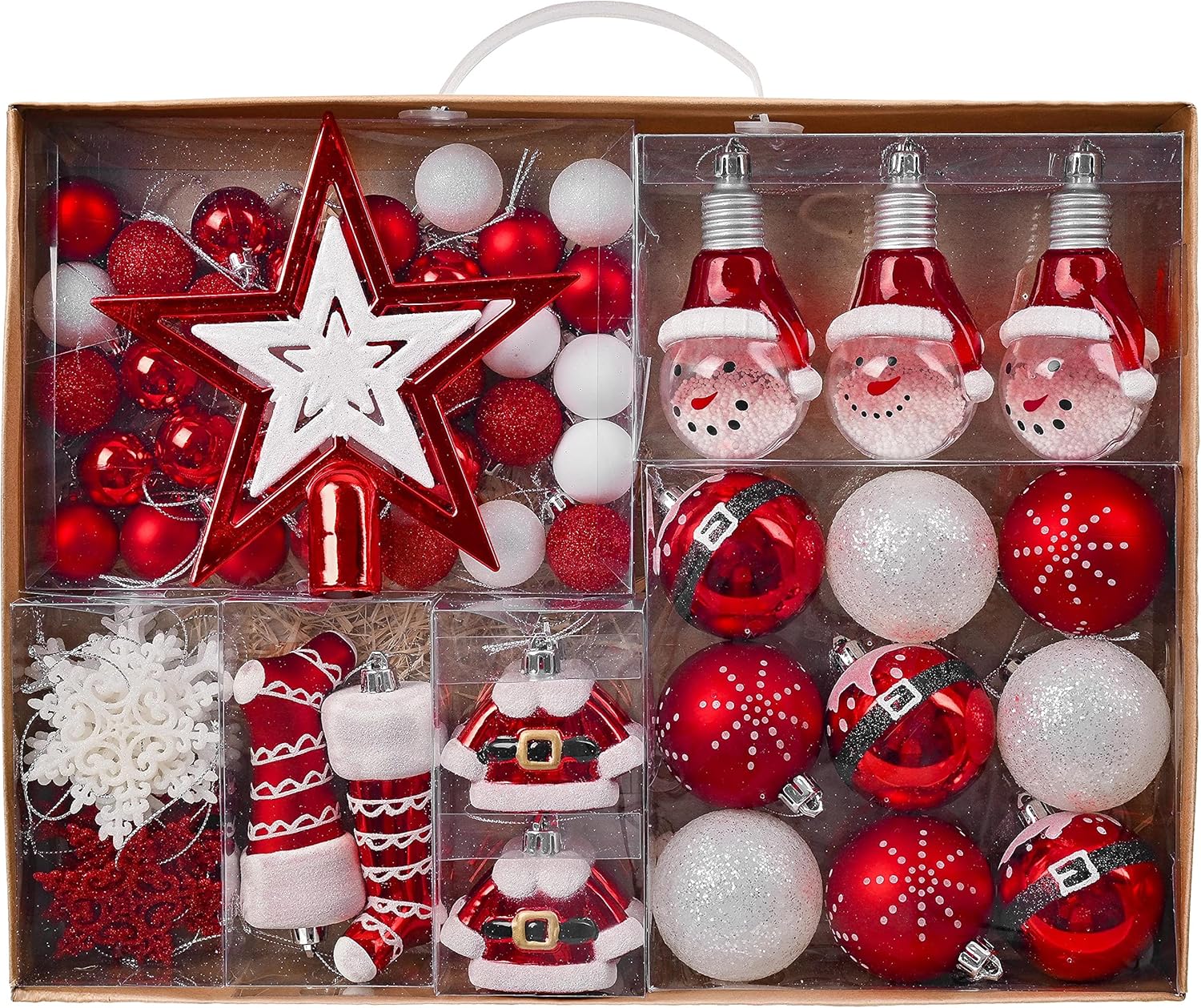 Ornaments - Valery Madelyn Christmas Tree Decorations Set, 70ct Red and White Shatterproof Christmas Ball Ornaments Bulk, Traditional Red and Silver Hanging Ornaments for Christmas Trees Xmas Holiday Party Decor