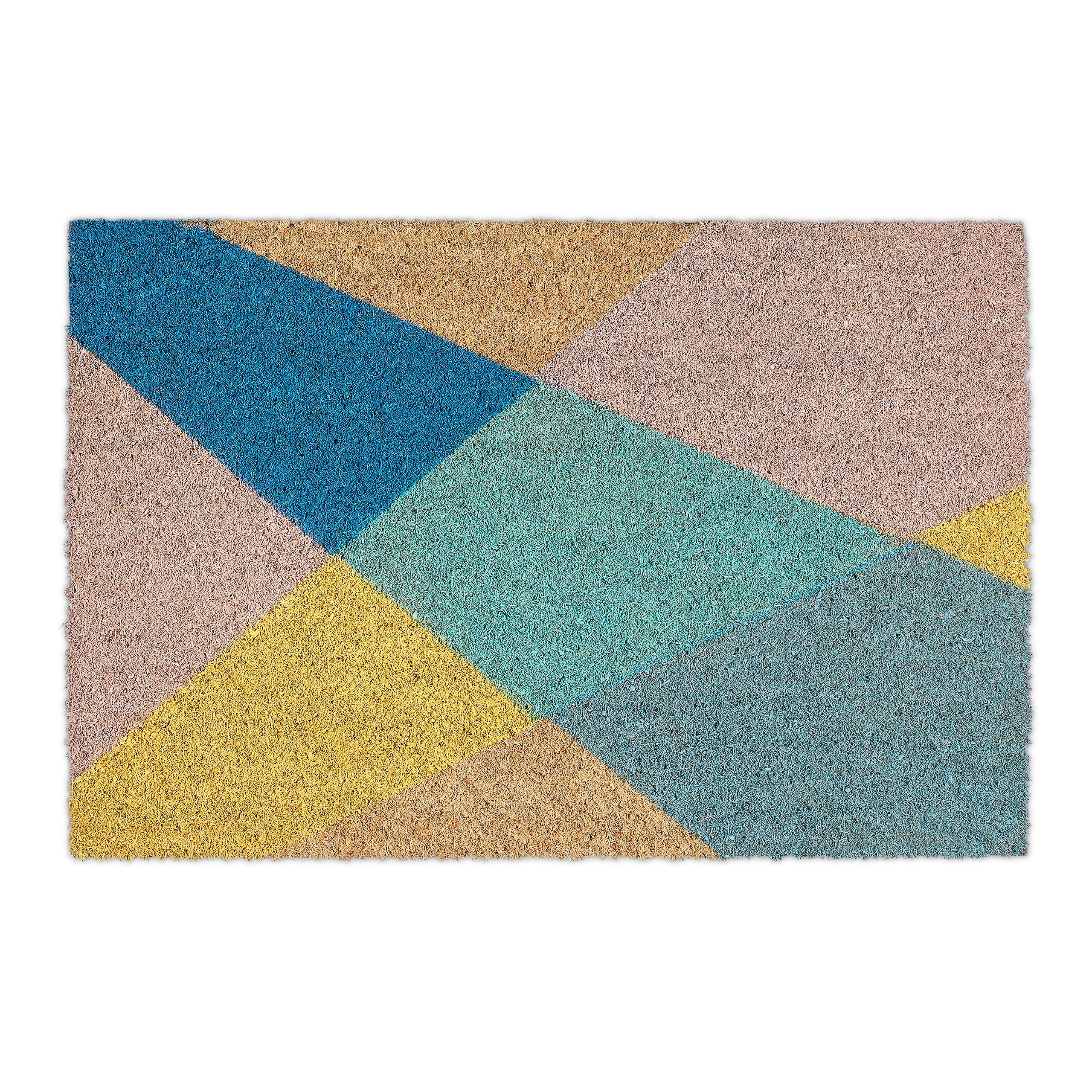 Relaxdays Doormat Coir Shapes, 40x60 cm, Natural, Non-slip Shoe Wiper, Door Mat Inside & Outside, Multicoloured, Coco, 60x40cm