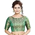 Madhu Fashion Womens Traditional Benaras Brocade Readymade Stitched Saree Blouse