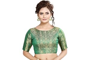 Madhu Fashion Womens Traditional Benaras Brocade Readymade Stitched Saree Blouse