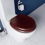 Croydex Davos Flexi-Fix Wooden Toilet Seat Mahogany with Adjustable Hinges view 5