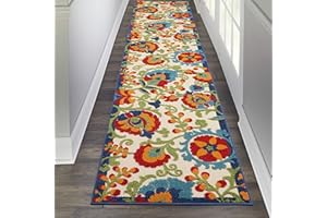 Nourison Aloha Indoor/Outdoor Multicolor 2'3" x 12' Area Rug, Easy Cleaning, Non Shedding, Bed Room, Living Room, Dining Room, Backyard, Deck, Patio (2x12)