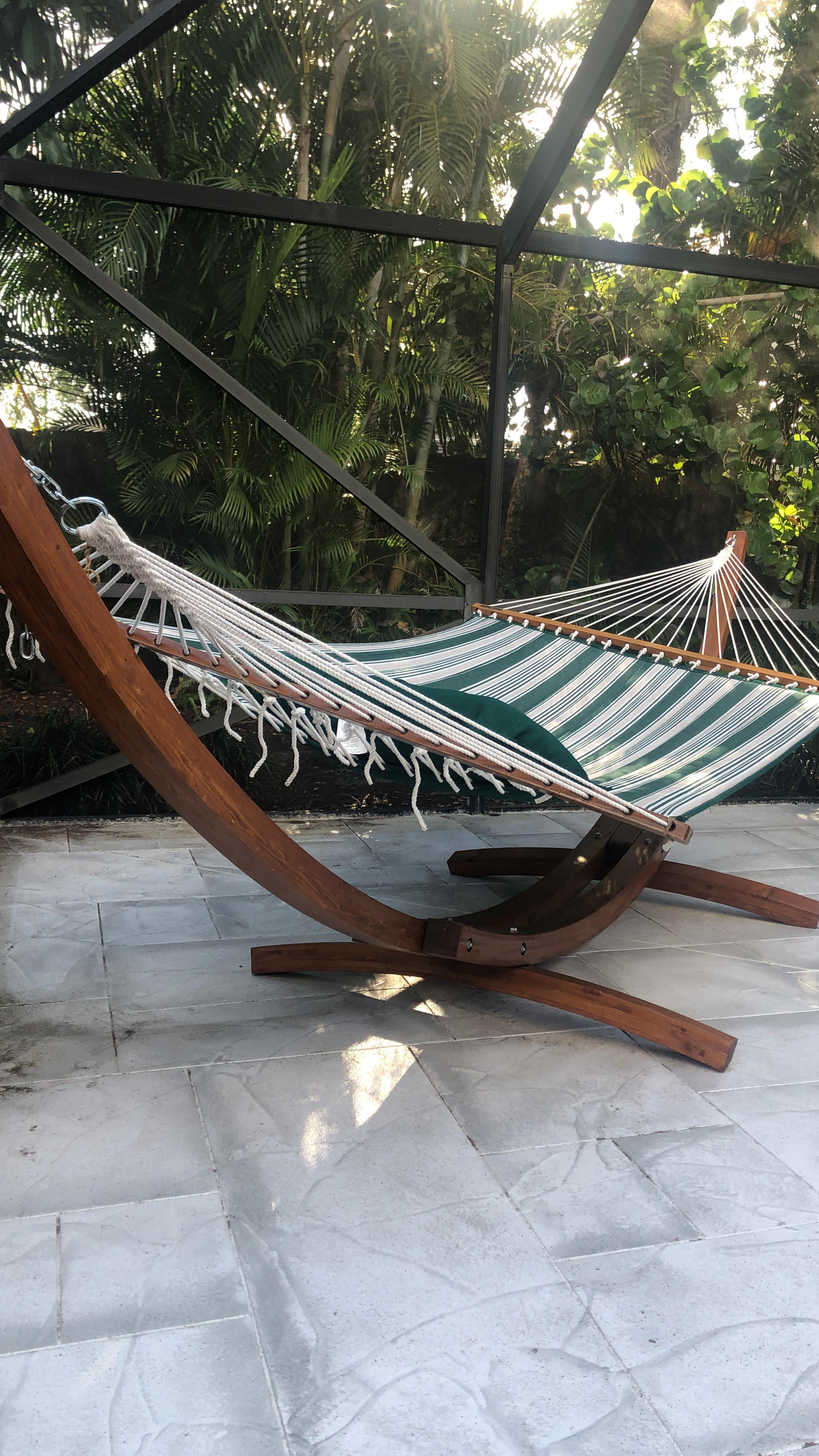 $10/mo - Finance Sunnydaze Curved Wood Hammock Stand Only - 2-Person