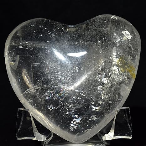 Amazon Com 68mm Rainbow Clear Quartz Puffy Heart Natural Sparkling Mineral Polished Quartz Crystal Love Stone Heart China Acrylic Display Stand Home Kitchen