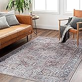 Livabliss Colin Vintage Medallion Washable Area Rug,5'3" x 7'3",Light Orange