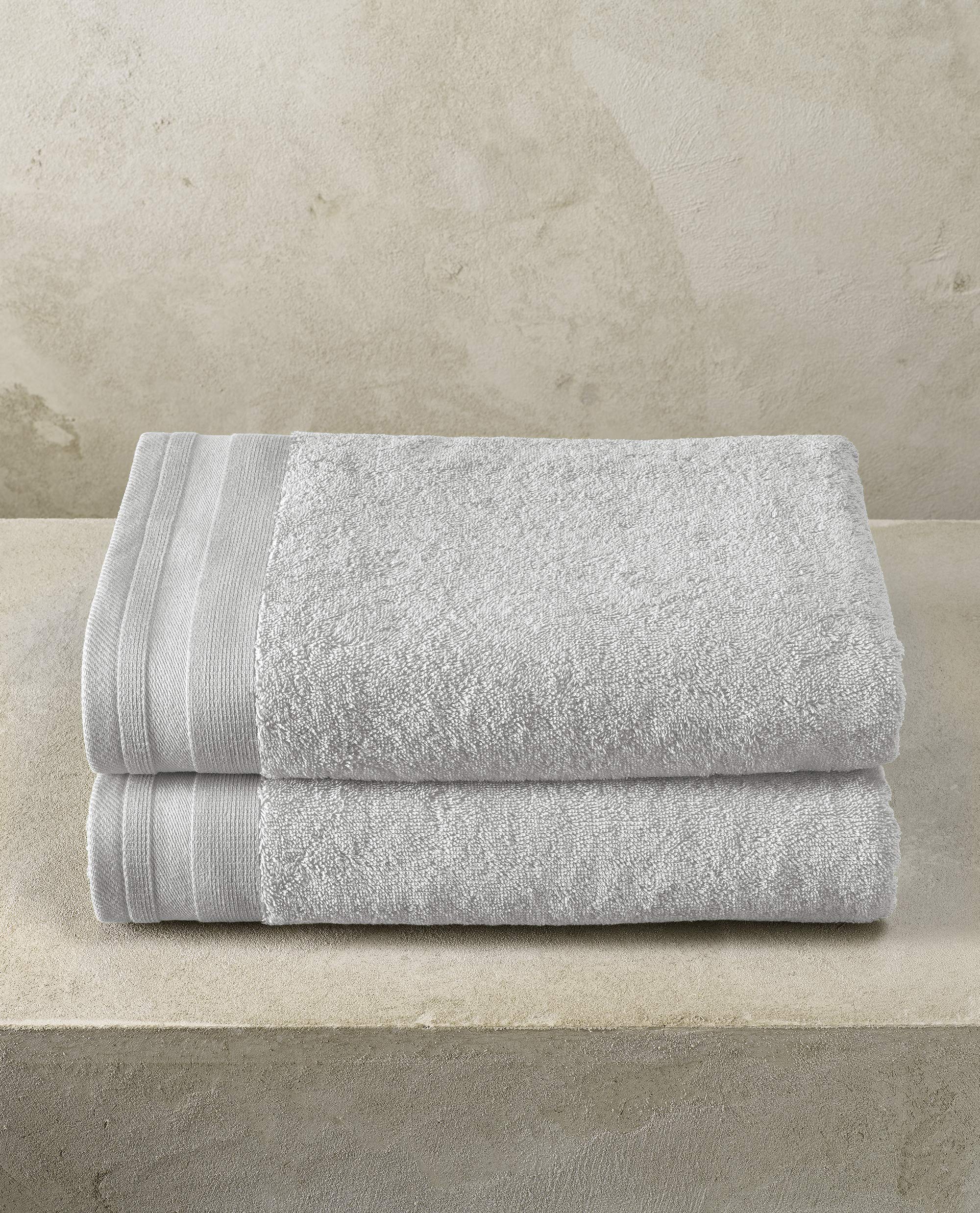 De Witte Lietaer Contessa Luxe Set of 2 Bath Towels, Cotton, Light Grey 70 x 140 cm
