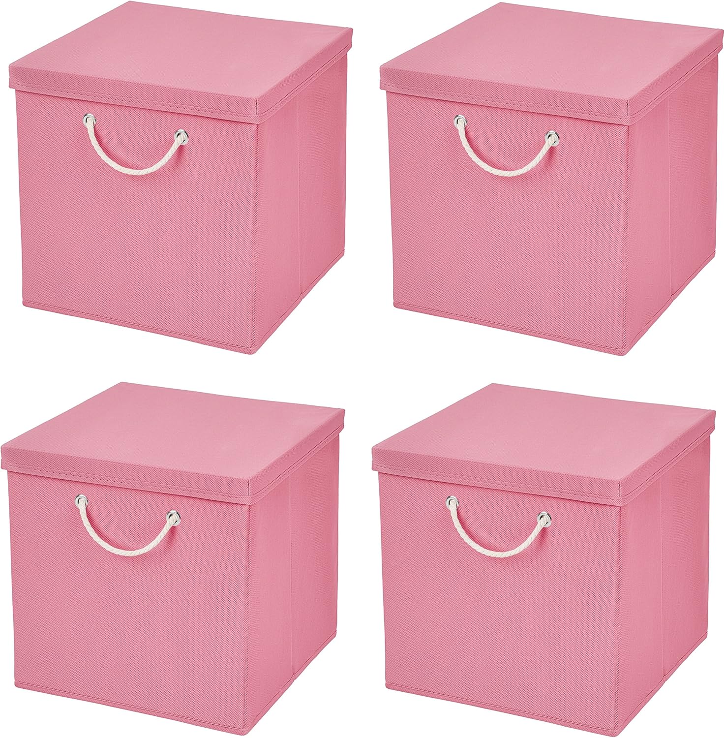 Caja de almacenaje, 30 x 30 x 30 cm, con tapa, Rosa, 4 unidades: Amazon.es: Hogar