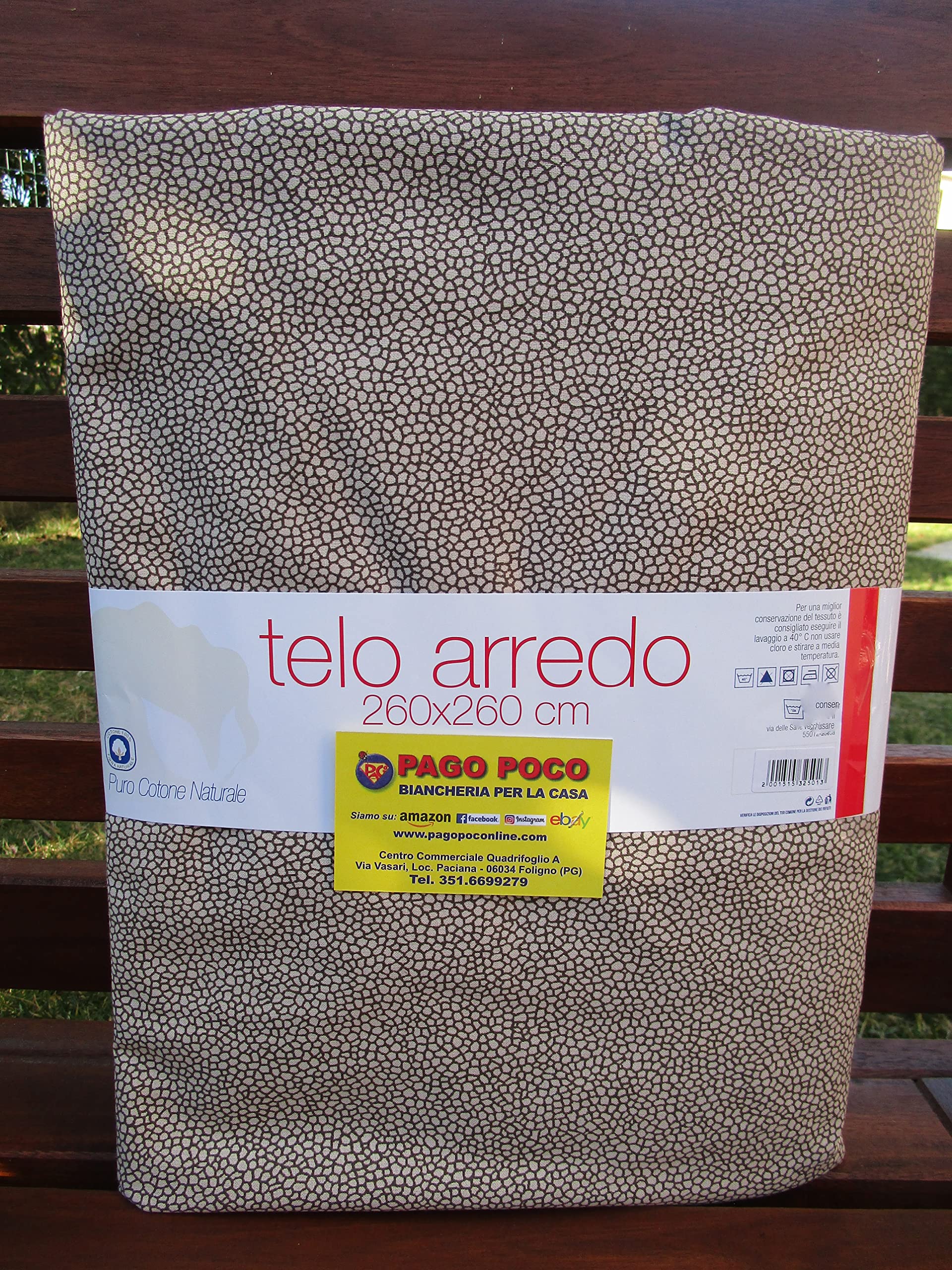 Pago Poco Multipurpose Furnishing Towel, Large Foulard size 260x260cm. 100% Natural Fiber Cotton SPOTTED DESIGN In Solid Color Colour: Brown New 2021!!!!