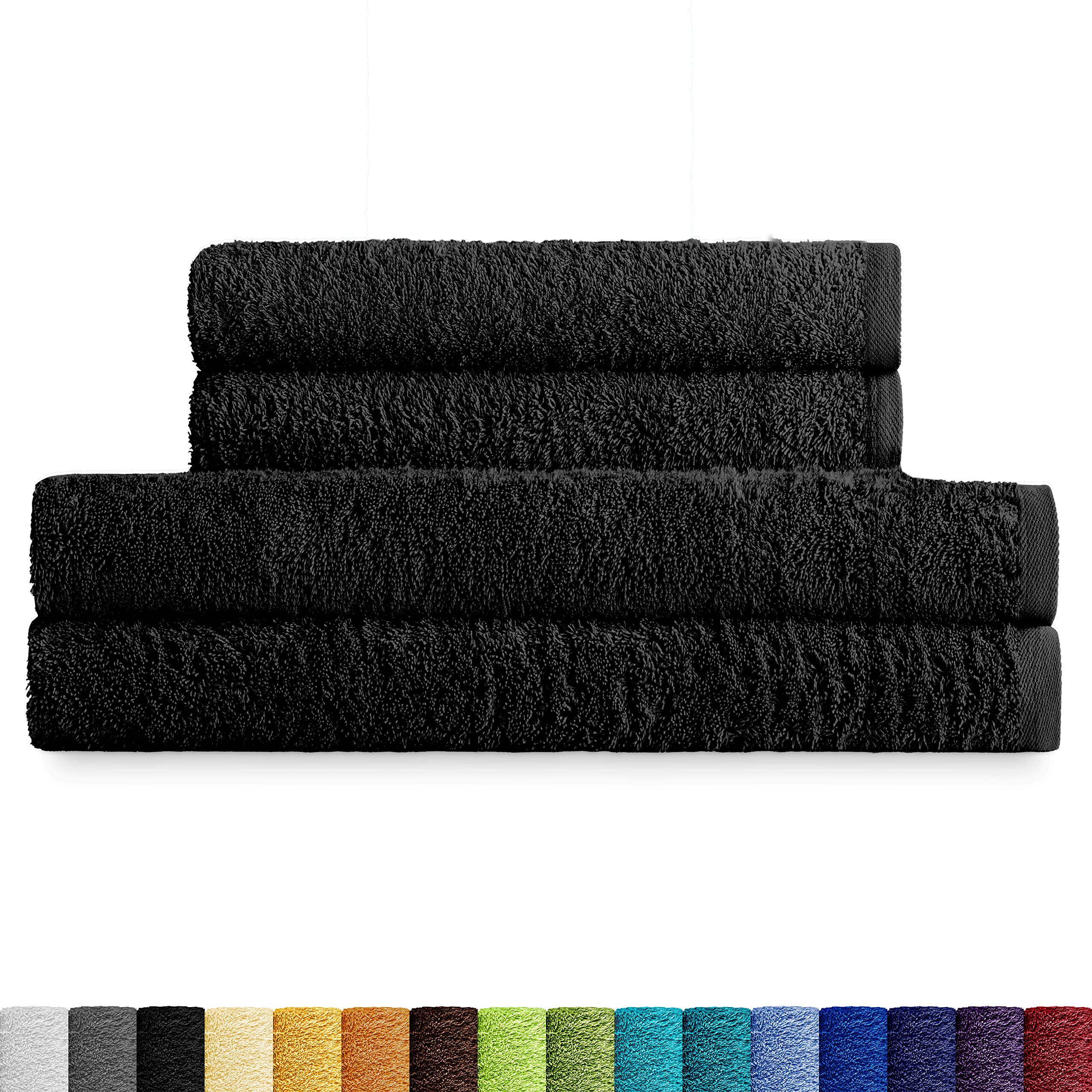 Eiffel Textile Towel Sets Quality Terry Towel 400 g, 100% Egyptian Cotton, Black, 2 Sinks, 2 Savan, 4 Pieces