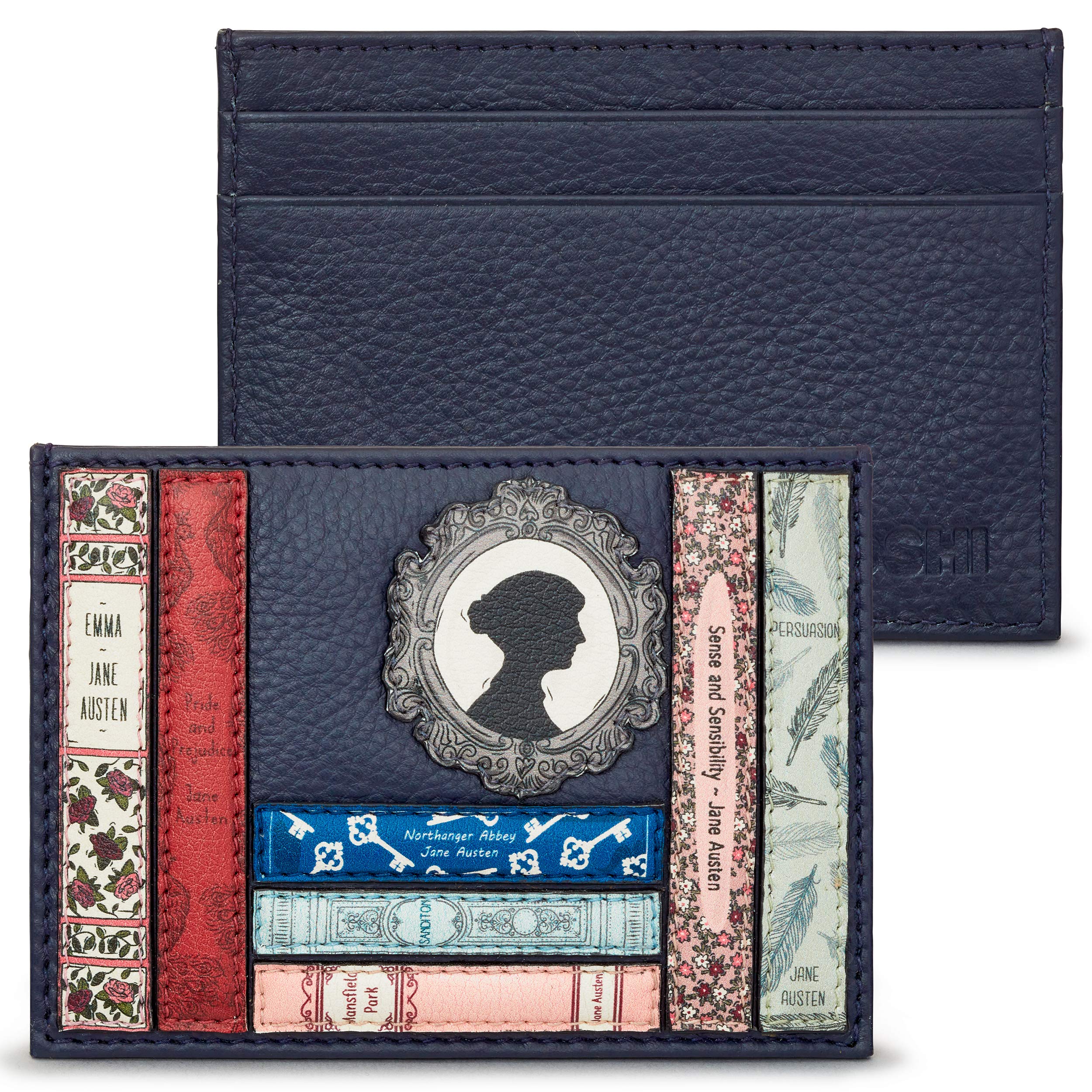 Yoshi Jane Austen Card Holder with RFID Blocking, Genuine Leather, Slim Wallet, Minimalist Design