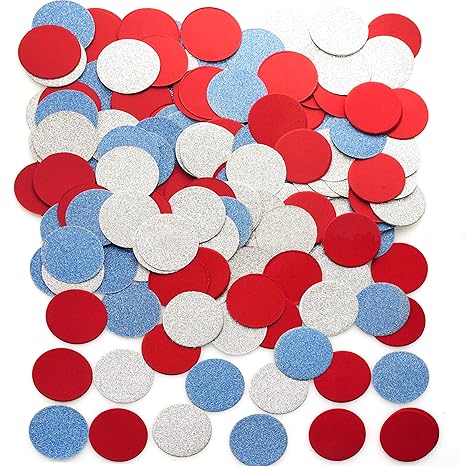 Independence Day Party Table Confetti Decor Circle Dots Table