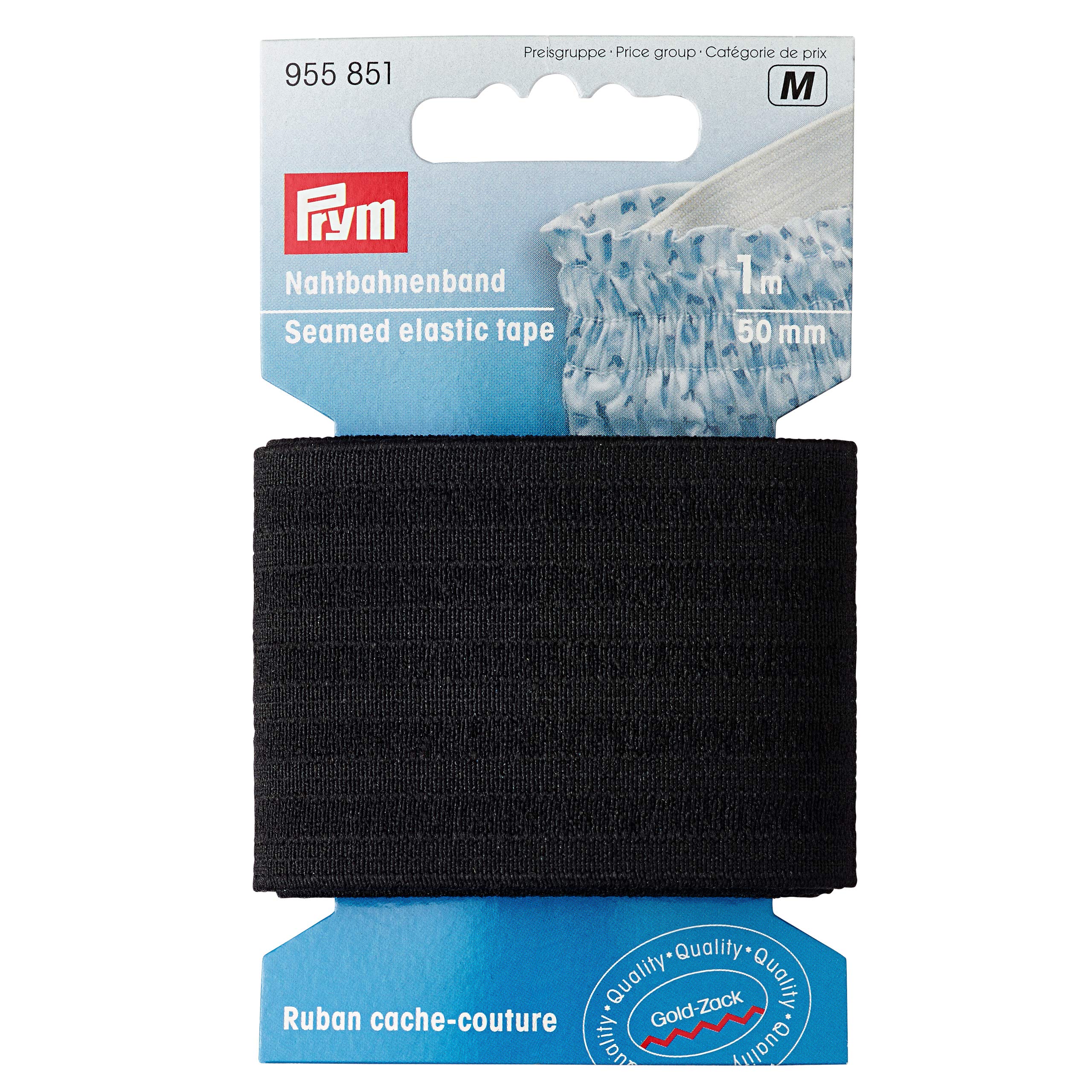 Prym 1 m 50 mm Seamed Elastic Tape, Black