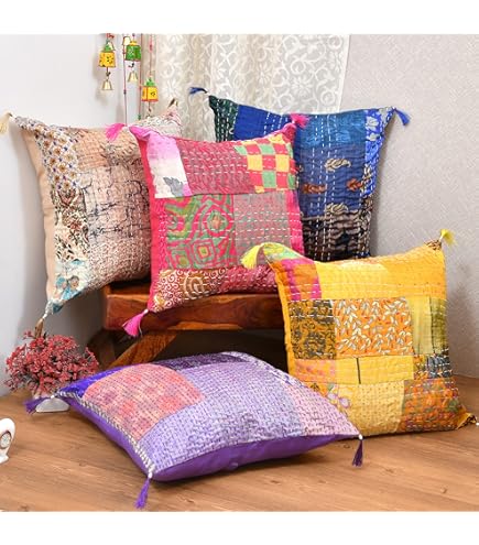 Amazon.com: INDACORIFY Set of 5 Pcs Indian Suzani Pillows