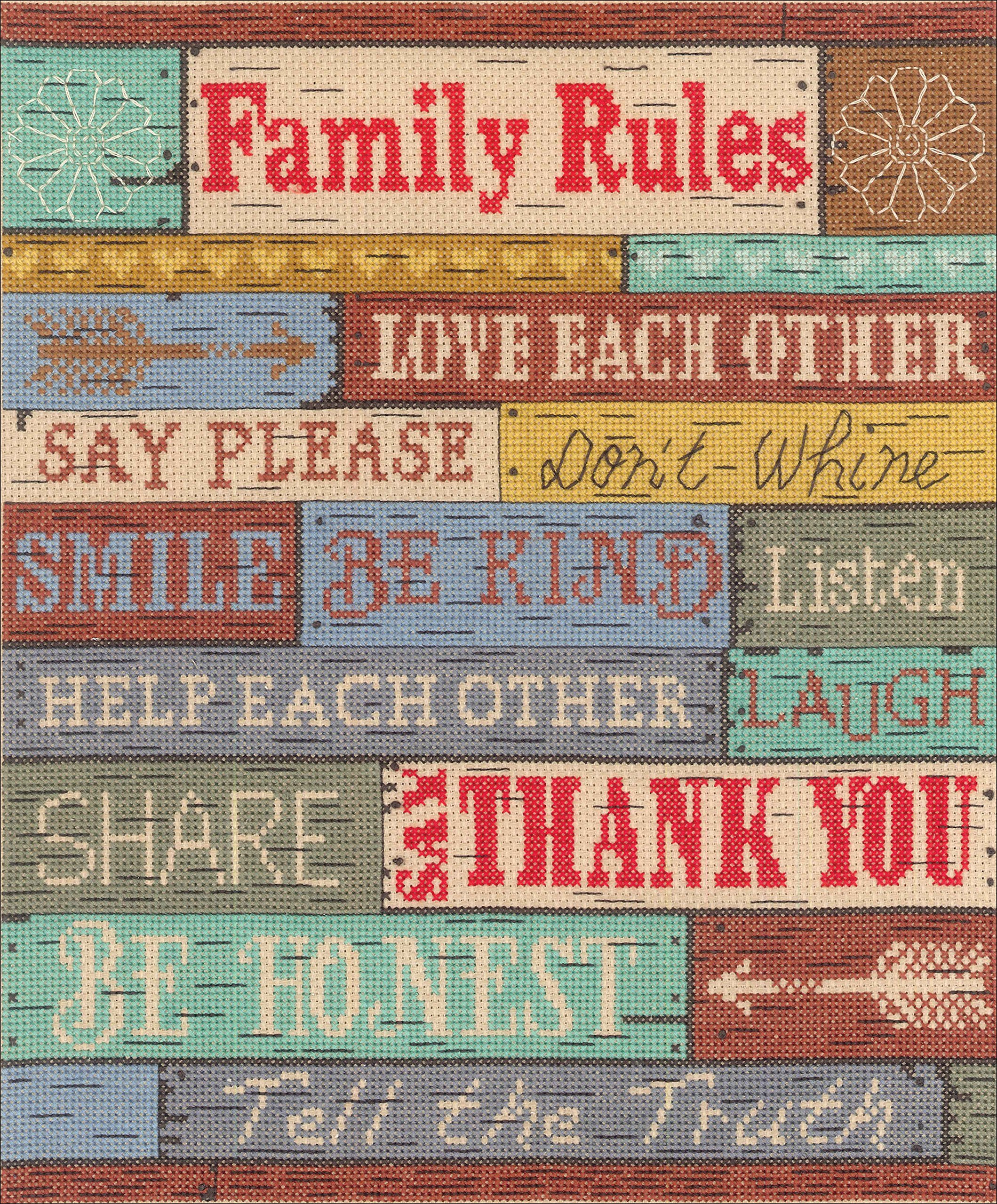 Janlynn Family Rules Counted Cross Stitch Kit, Cotton, Multi-Colour, 25 x 30 x 0.1 cm