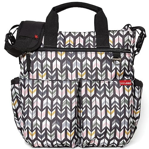 Skip Hop Duo Signature Carry All Travel Diaper Bag Tote with Multipockets, One Size, Chevron