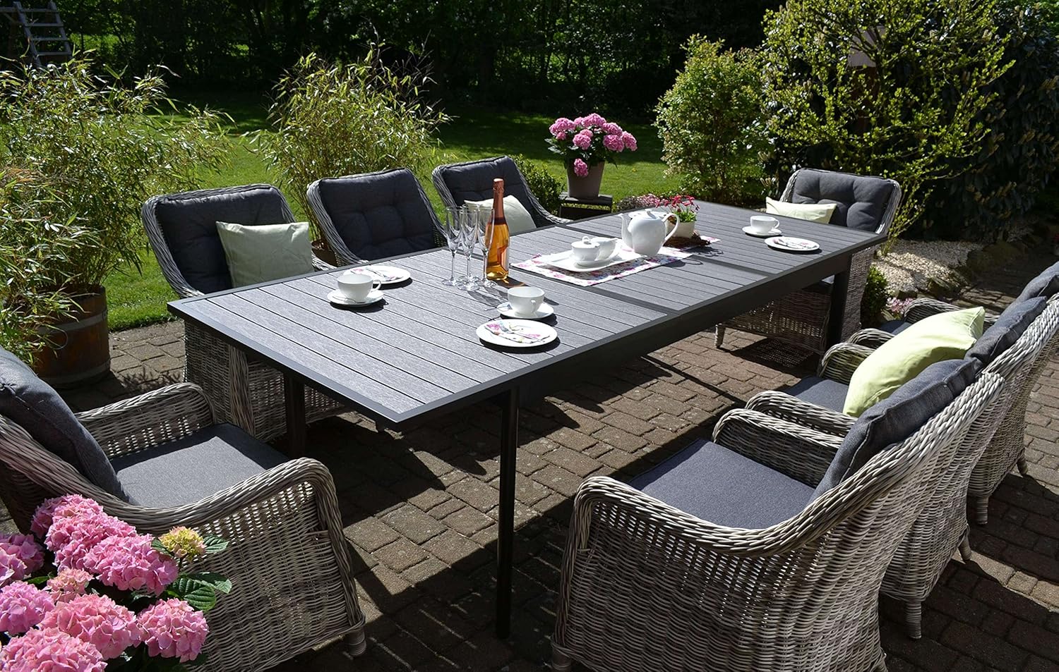 Gartenmobel Sets Tisch Ausziehbar Polster Beige I Dining Lounge Fur Garten Wintergarten Terrasse Bomey Rattan Lounge Set I Gartenmobel Set Como Xl 9 Teilig I Essgarnitur Mit Polstern I Sitzgruppe Grau Garten