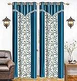 Blexos Saawaan Heavy Quality Premium Beautiful Polyester Printed Grommet Curtains Door Curtain (Aqua, 4 X 7 Feet) - Pack Of 2