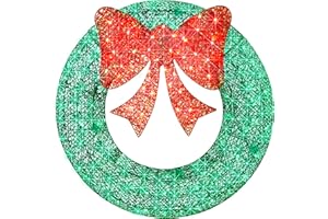 Best Choice Products 48in Pre-Lit Outdoor Christmas Wreath Decoration, LED Metal Holiday Decor for Home w/ 140 Lights, Bow - Green/Red