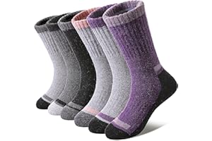 DOSKONI Kids Merino Wool Hiking Socks Boys Girls Toddlers Winter Warm Thick Thermal Cushion Crew Gift Socks 6 Pairs