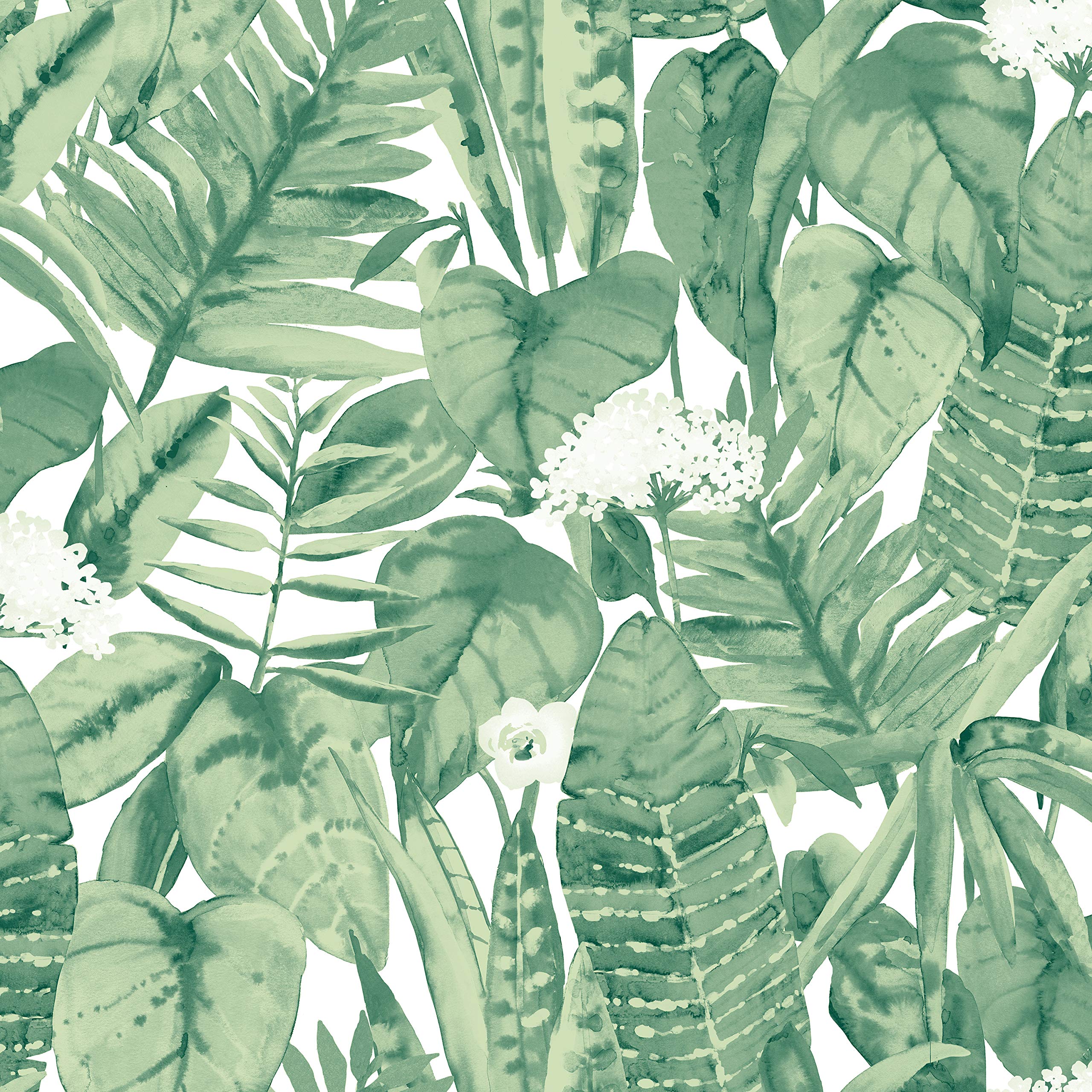 Tempaper Jungle Green Tropical | Designer Removable Peel and Stick Wallpaper