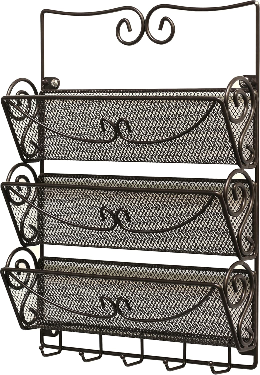DecoBros Wall Mount 3 Tier Letter Rack Organizer w/Key Holder, Bronze: Home & Kitchen