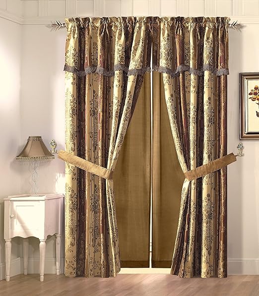 Amazon Com Cozy Beddings Vintage Stripe 2 Panel Floral Design