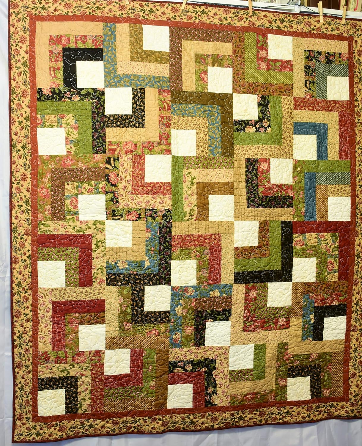 Log Cabin Hidden Stars Quilt Pattern Free Quilt Pattern
