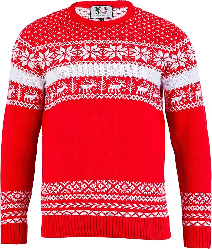 British Christmas Jumpers The Nordic Mens Christmas Jumper suéter, Rojo