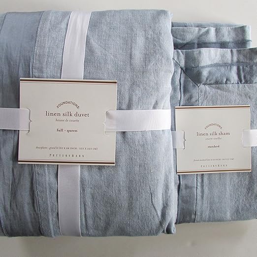 Amazon Com Pottery Barn Linen With Silk Trim Duvet Cover Full