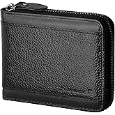Admetus Mens RFID Blocking Wallets Zipper Leather Wallet for Men Bifold RFID Card Holder
