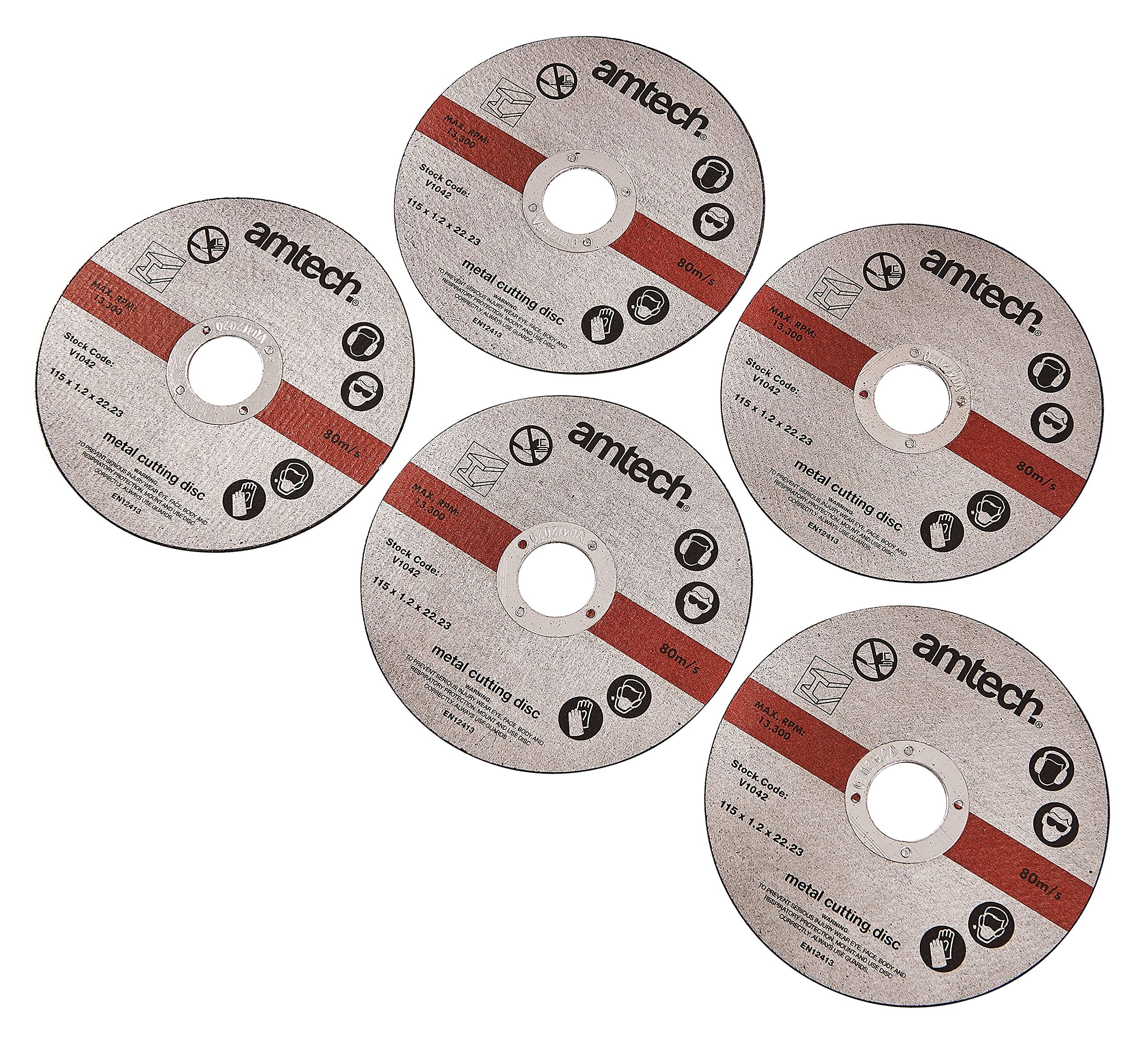 Amtech V1042 5 Piece 115mm (4.5") Metal cutting disc set