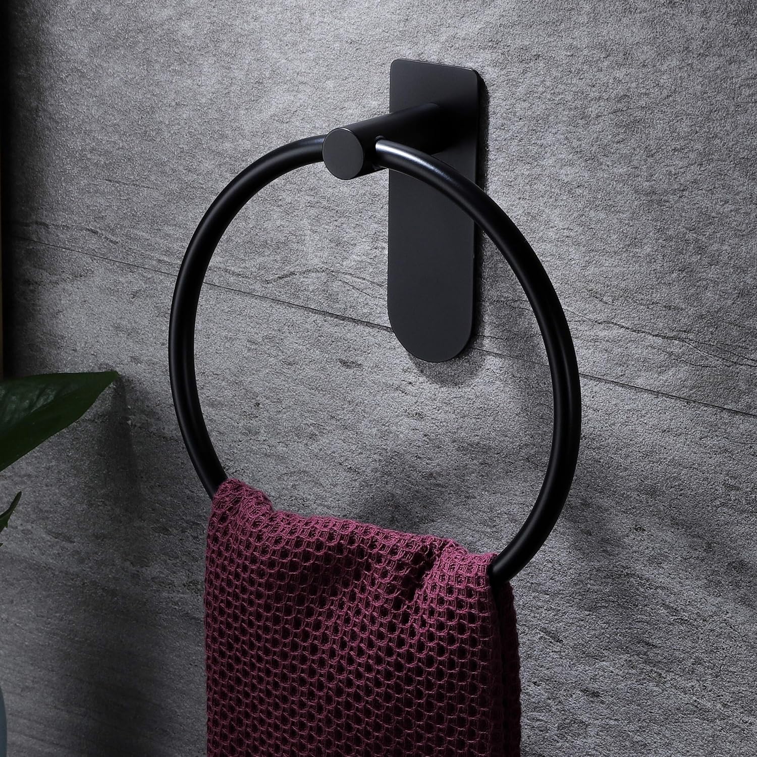 Taozun Towel Ring/Hand Towel Bar - Self Adhesive Towel Holder Black Stainless Steel Round Towel Hanger for Bathroom: Home & Kitchen