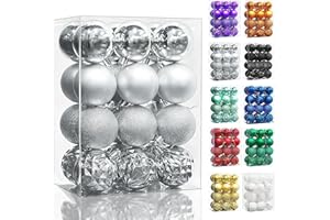 Lulu Home Christmas Ball Ornaments, 24 Ct Pre-Strung Xmas Tree Decorations, Holiday Hanging Balls Silver 2.36"